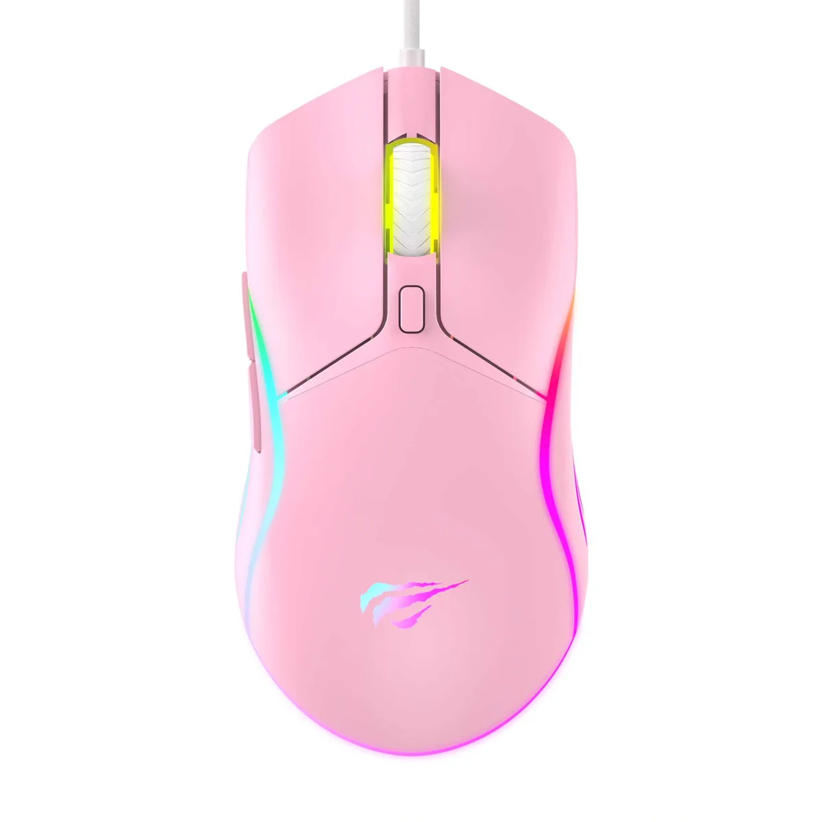 Mouse Gamer Havit MS1029 8000 DPI 6 Botões RGB Rosa