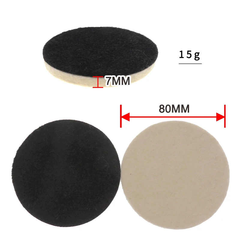 5pcs Wool Felt Polishing Pads,3 inch Buffing Wheel Polish Pad Flocking Hook & Loop Back for Car Glass Plastic Metal Stone