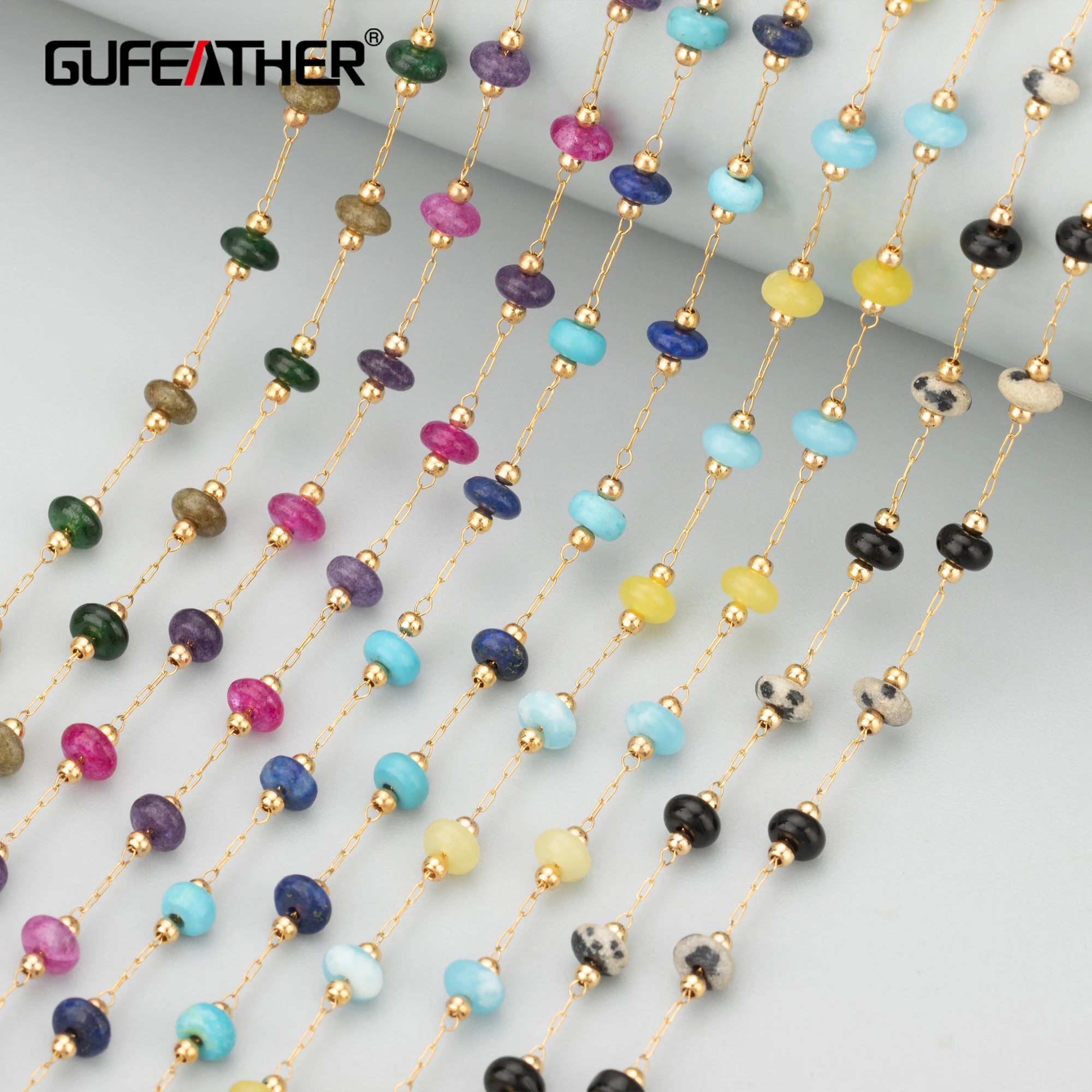 

GUFEATHER C348,chain,natural stone,stainless steel,nickel free,hand made,jewelry making,charms,diy bracelet necklace,1m/lot