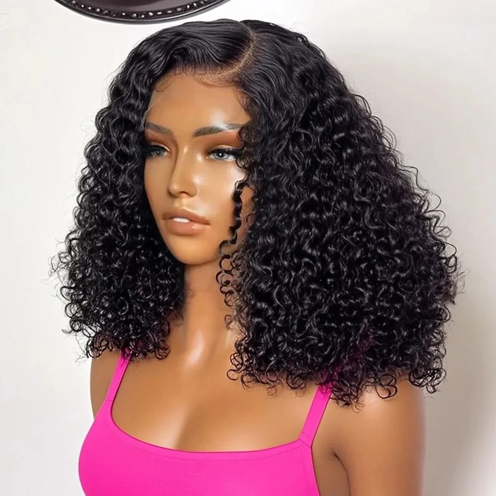 

Парик из натуральных волос Deep Wave 13x4 с кружевной передней частью, 100% натуральные волосы, глубокие кудри, парик-боб с кружевной застежкой 4x4, плотность 200%, для женщин
