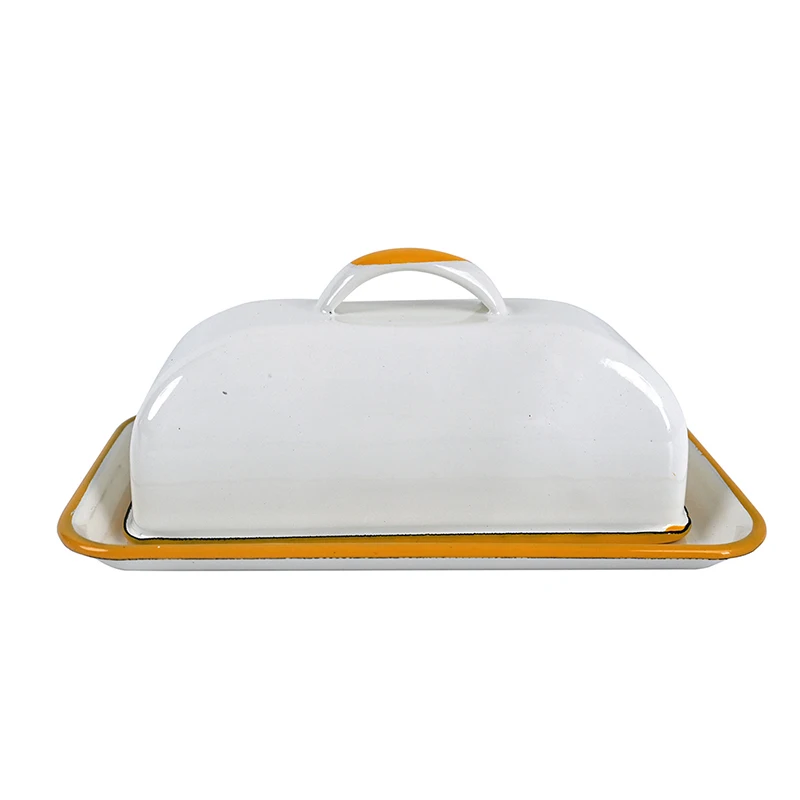 Butter Dish With Cover Applicable To Workbench Non-Damable Metal Container With Lid Kitchen Dinnerware Enamel Kettle Durable