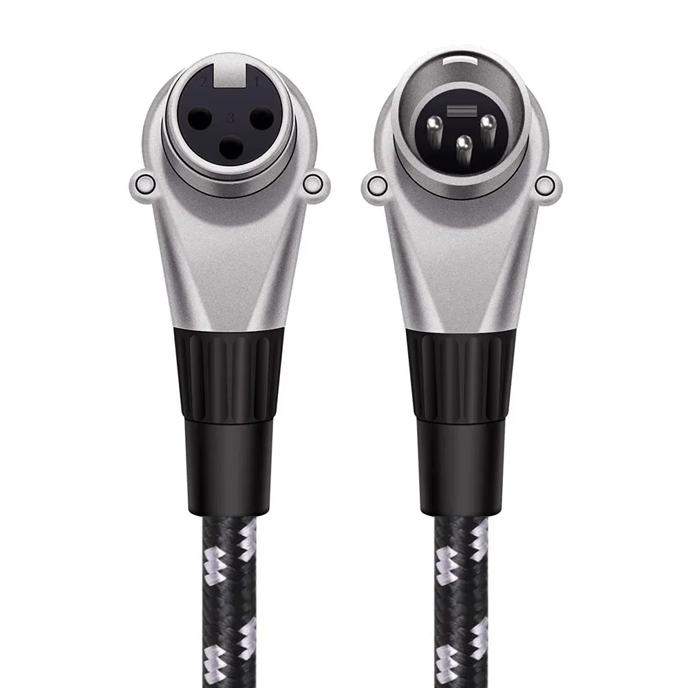 Kabel audio XLR z kątowym złączem męskim 90 stopni na żeńskie złącze, do miksera, wzmacniacza, karty dźwiękowej, mikrofonu. — zdjęcie produktu 7