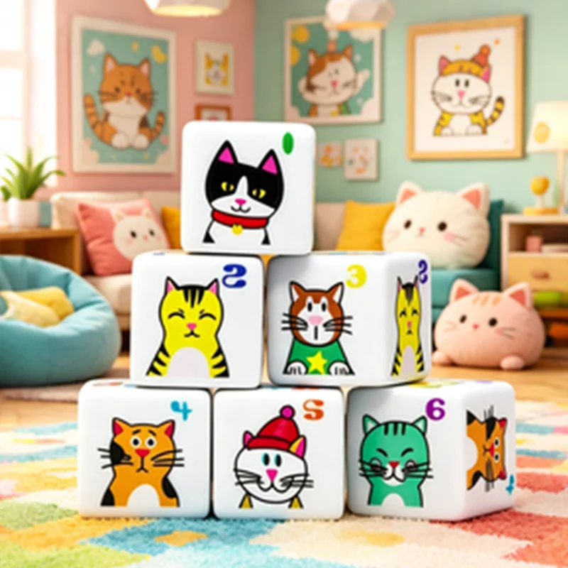 Cat D6 Dice Set, suitable for board games, board games, role-playing, Dungeons&Dragons, etc
