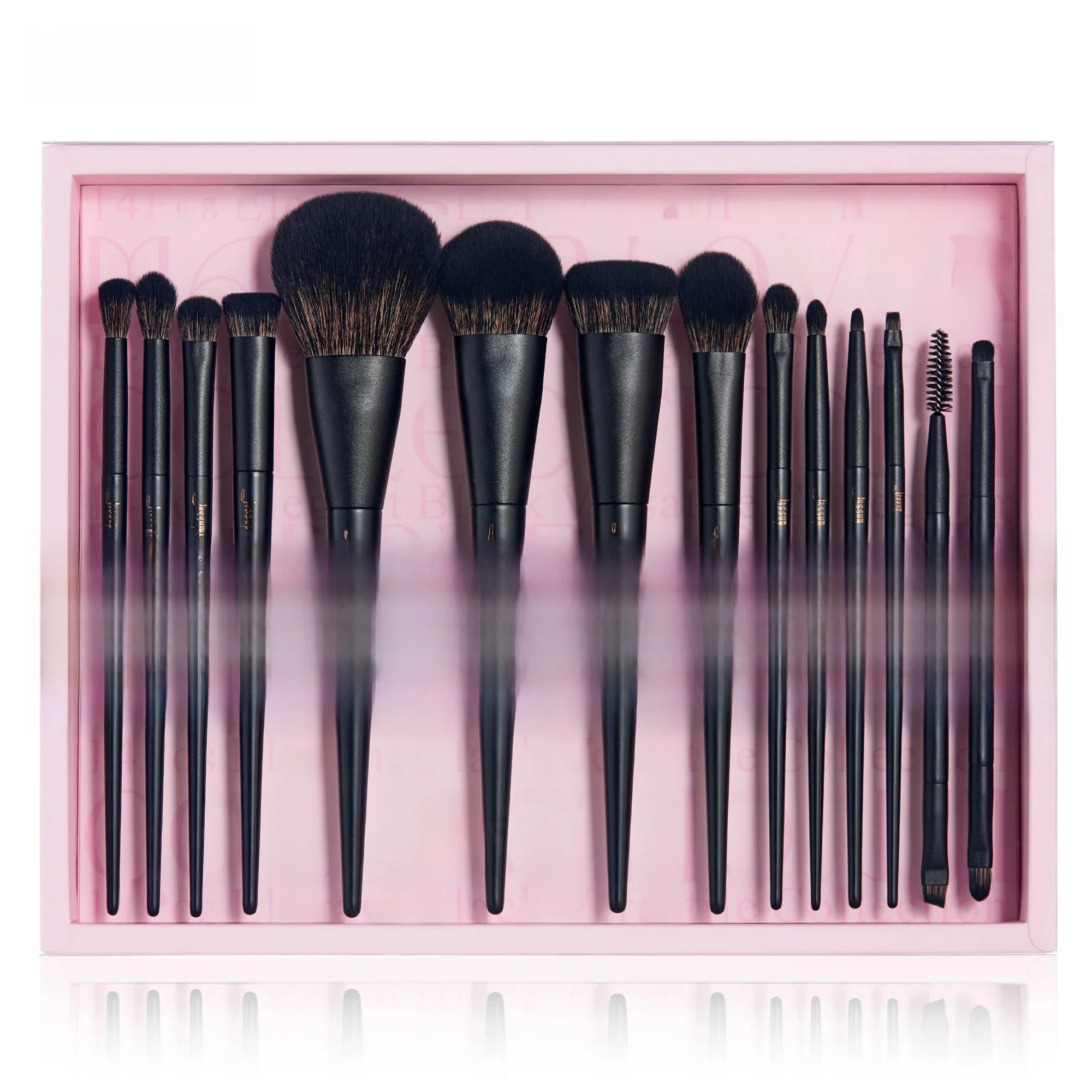 Zestaw pędzli do makijażu Jessup, 14 sztuk pędzli do makijażu Foundation Eyeshadow Contour Concealer Powder Eyeshadow z pudełkiem upominkowym, T336-G — zdjęcie 2