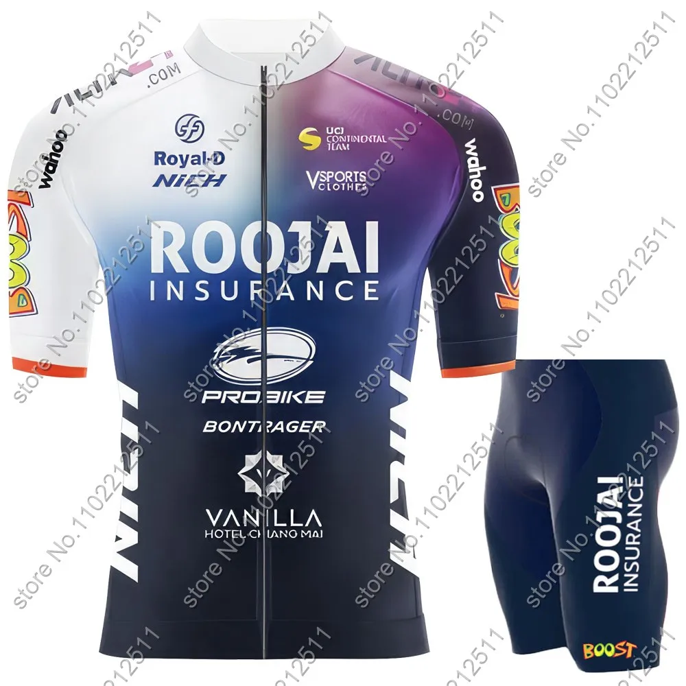 Team Roojai Insurance Cycling Jersey 2024 Set Short Sleeve Thailand Clothing Mens Road Bike Shirts Suit Bicycle Bib Shorts MTB