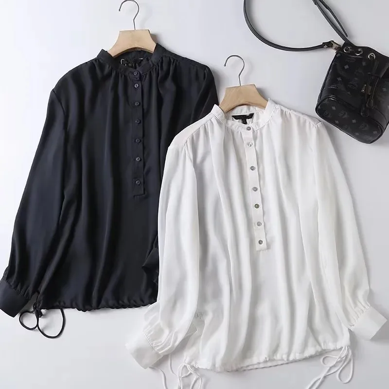 

Jenny&Dave England Style Office Lady Fashion Elegant Chiffon Blouse V-neck Loose Shirts Women Tops