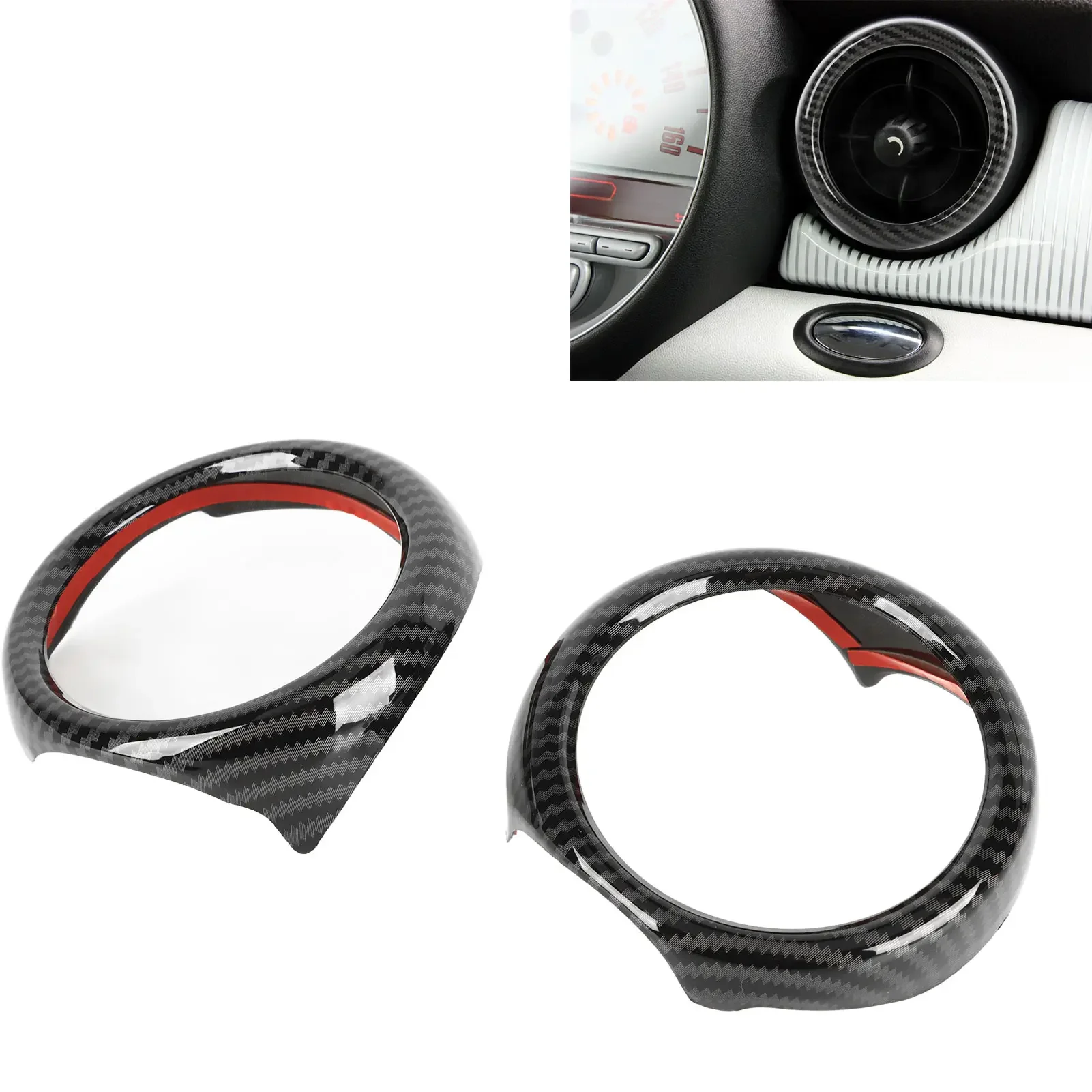 2 Stück Auto Entlüftung auslass Klimaanlage Verkleidungen Abdeck ring Kohle faser Look passend für