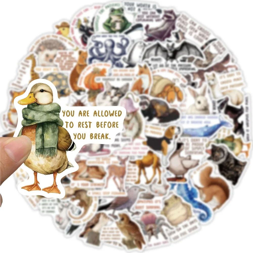 50개 중세 동물 문구 그래피티 스티커 장식용 기타 가방 DIY 휴대폰 케이스 노트북 방수 스티커