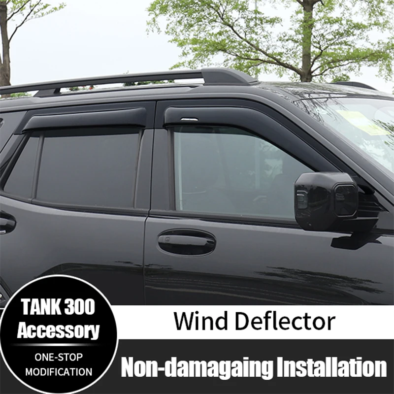 Widened Thickened 4 Pcs Protection Weather Shield Door Window Visor Rain Guard Wind Deflector for GWM Tank 300