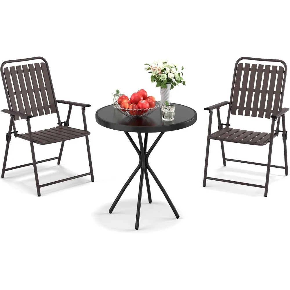 

Уличный складной комплект для патио из 3 предметов: стол и 2 стула, маленький уличный набор для веранды, заднего двора, газона