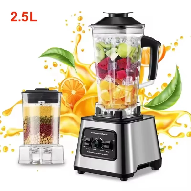 Potente Licuadora Mezcladora de 6000W, Exprimidor y Preparador de Smoothies, Licuadora de Mesa con Recipiente de 2.5L, Procesador de Alimentos para Hielo, Nueces y Frutas
