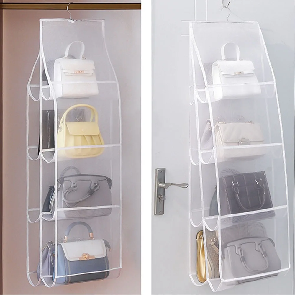 1-2Pcs Hat Bags for Bedroom Folding Storage Hanging Organizers Closet Organizer Handbag Storage Bag Multi-function See-through