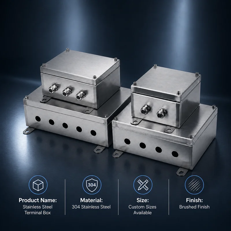 304 Stainless Steel Waterproof Box Outdoor Rainproof Terminal Box Monitoring Power Supply Sealed Power Distribution Control Box