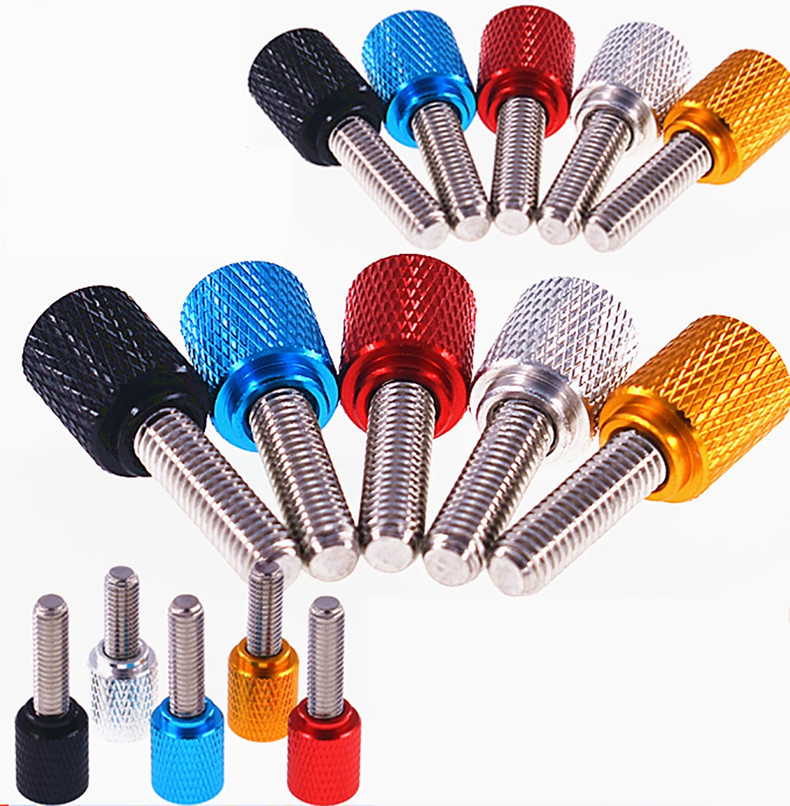 

1Pcs M6 Colourful Thumb Screw Aluminum Alloy+Stainless Steel Flat Head Knurled Hand Grip Knob Step Machine Bolts