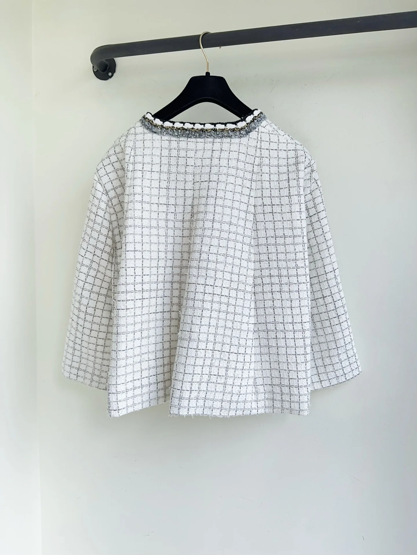 

New Spring Summer 25 resort collection Custom-made checkered handcrafted ribbon shawl ladies' coat loose court-style ladies' top