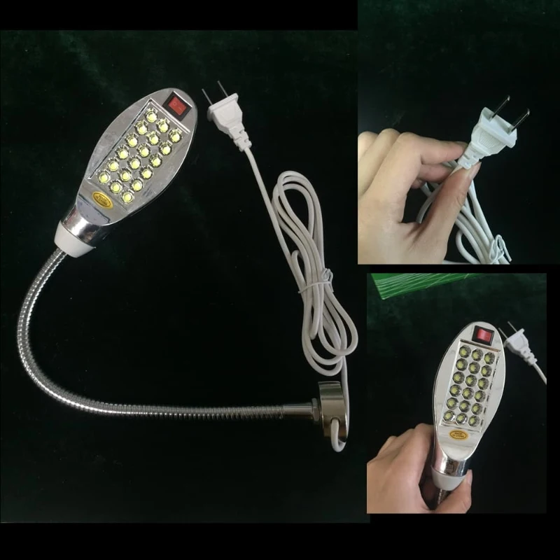 18-LED ضوء ماكينة خياطة مرن مع قاعدة مغناطيسية - مصباح مهمة أبيض بارد بتيار متردد 110-220 فولت لخياطة اللحف والتطريز وصياغة