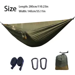 2 Person Outdoor Camping Hammock 110*55in Lightweight Hanging Mosquito Net Hammocks Tree Straps Swing Backpack Backyard