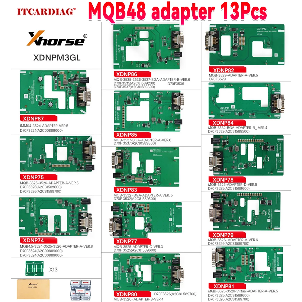 Xhorse XDNPM3GL MQB48 Адаптеры без пайки Полная упаковка 13 шт. Работает с VVDI Prog, Multi Prog и VVDI Key Tool Plus
