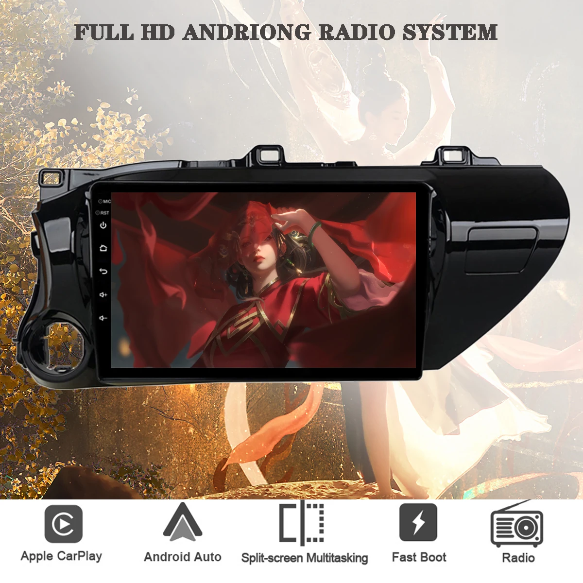 For Toyota Hilux 2016 2018 10'' IPS Car Autoradio Gps Navi Monitor Multimedia PC Tablet HU Tape Recorder DVD Cassette Android 13