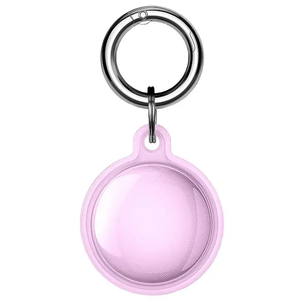 Caso TPU flexível de proteção Compatível com AirTag Rosa Anti Shock Scratch Queda Keychain