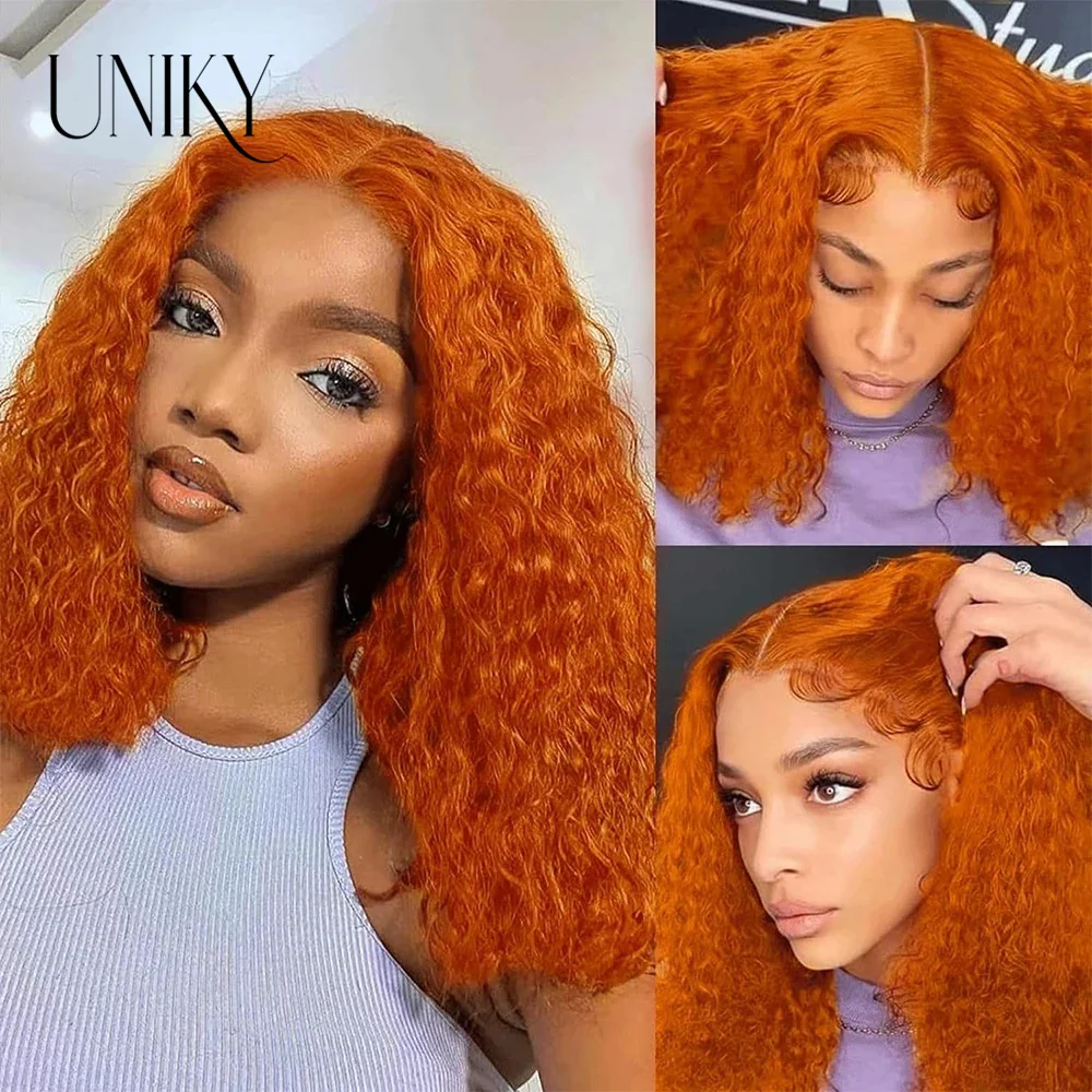 

Ginger Orange Deep Wave Bob Wig Lace Front Human Hair Wigs For Black Women Human Hair Orange Ginger Colored Curly Short Bob Wig