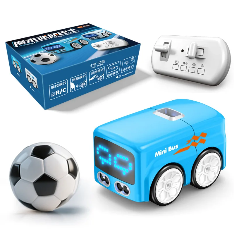 Smart Gesture Control RC Car Mini Bus with Soccer Auto-Follow Line Tracking Obstacle Avoidance Robot Toy for Kids Desktop Play