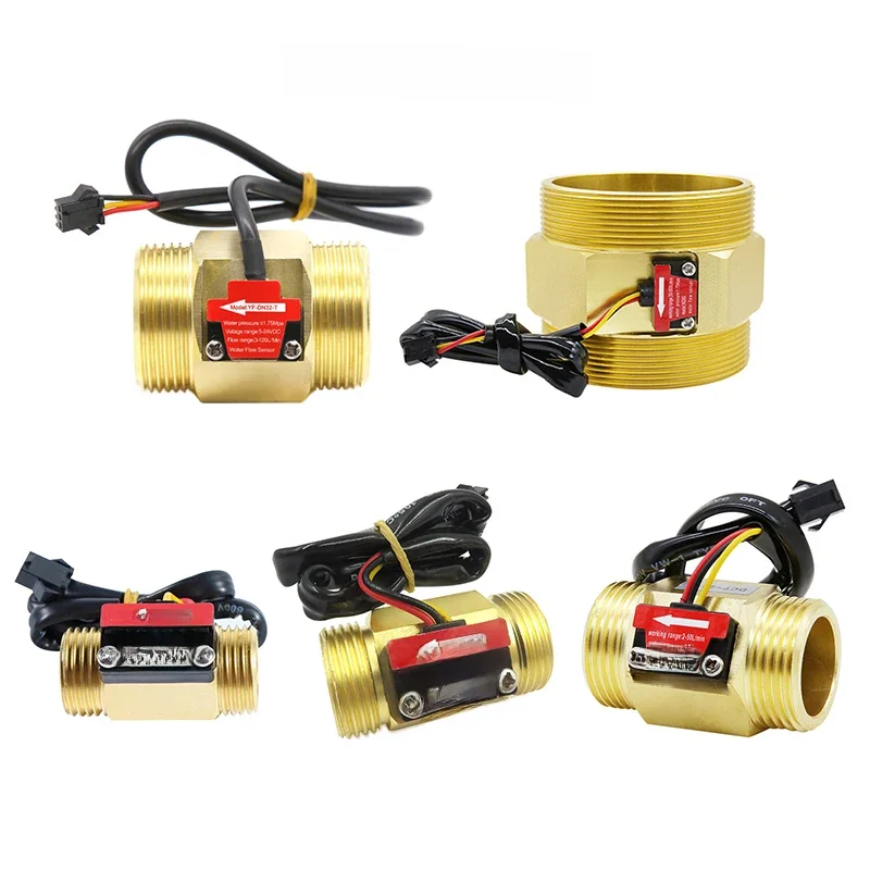 DC3.5-24V Czujnik przepływu wody Mosiężny przepływomierz cieczy Przełącznik czujnika przepływu cieczy 1.75MPa 1/2" 3/4" 1" 2" NPN Czujnik przepływu Halla Woda — zdjęcie 2