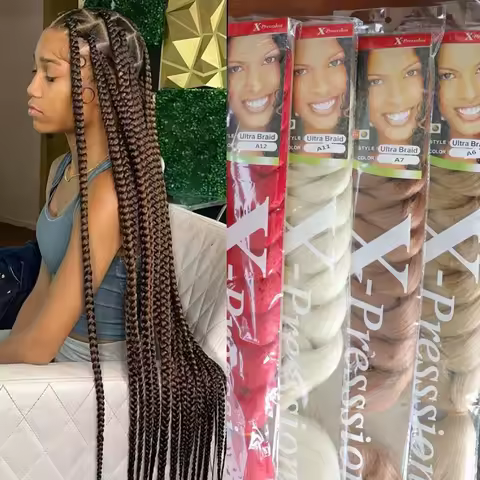 Xpression Synthetic Big Braids Crochet Hair Braids Extensions Yaki Straight Hair Women's Jumbo Braids Hair Daily Wear