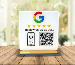 Aangepast Google Review-bord met NFC-scancode Acryl sociale media-borden Google Review-kaart voor uw bedrijf Detailhandel Store Decors