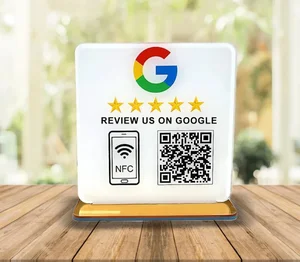 Signo de revisión de Google personalizado con el código de escaneo NFC Señales de redes sociales acrílicas para su empresa decoraciones de tiendas minoristas 8 Mejores signo comercial personalizado de ventas - №6