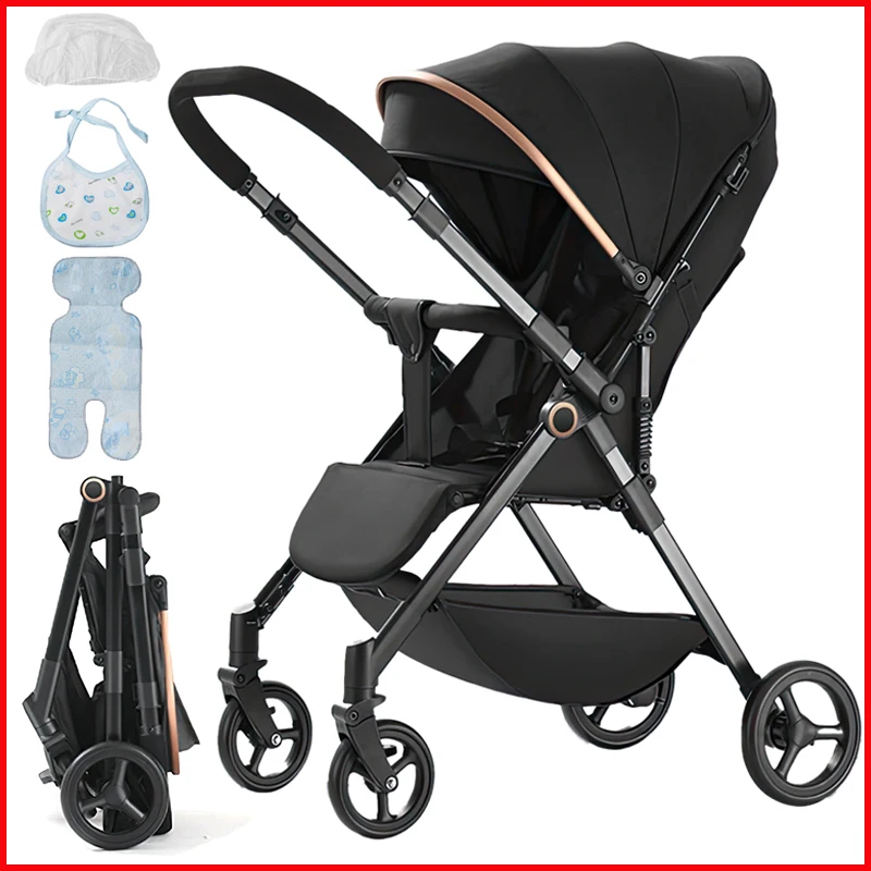 Baby Carriage Stroller Ultra-light weighting folk High Landscape Newborn Stroller Four-wheeled Shock-absorbing Baby Stroller