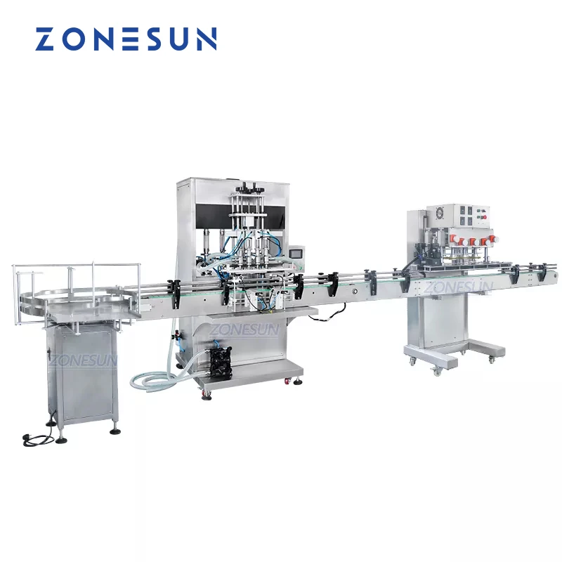 ZONESUN-máquina automática de llenado y tapado de agua y aceite esencial de ZS-FAL180P5, envasadora de botellas pequeñas