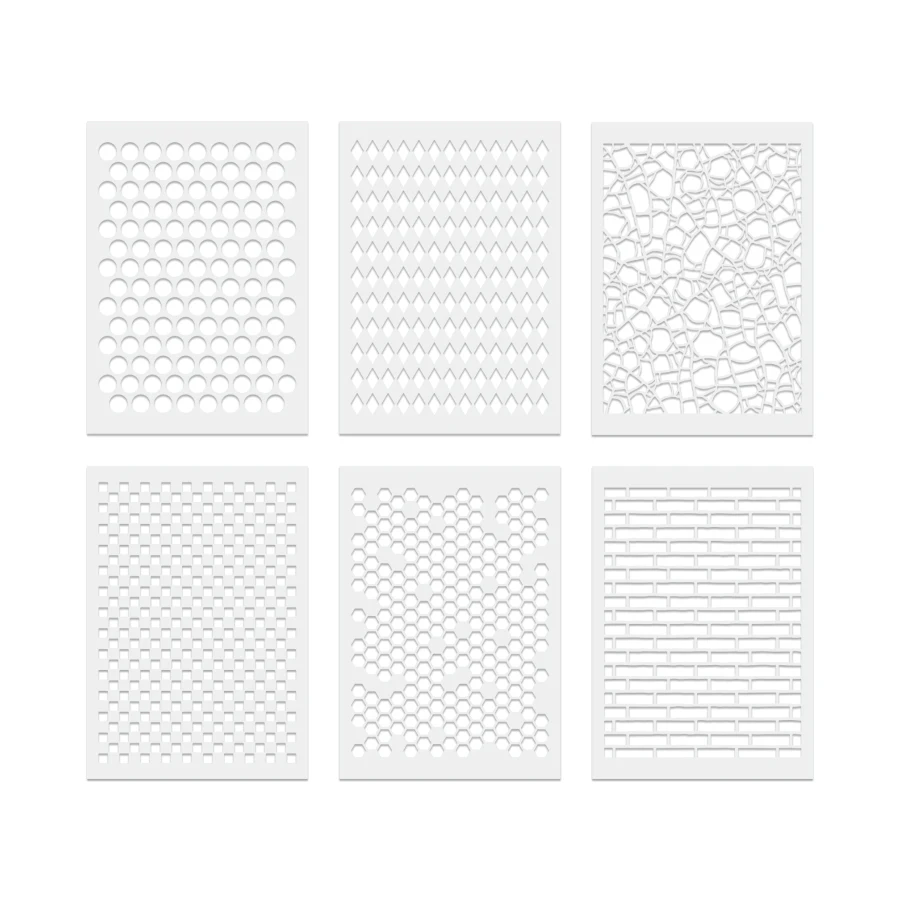 6 Pcs A4 Geometric Pattern Stencil Set - Reusable Templates for DIY Crafts on Walls, Fabric, Canvas, Furniture, and Home Decor