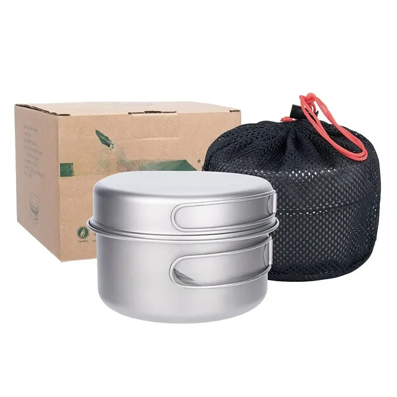 Boundless Voyage Titanium Pot Pan Set met inklapbare handgrepen Camping Kookgerei Wandelen - afbeelding 2