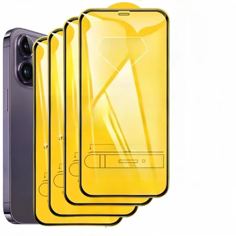 4 SZTUKI Szkła Hartowanego 9D Pełne Pokrycie Ekranu do iPhone 17 16 15 14 Pro Max 16 15 Plus Ochraniacz Ekranu do iPhone 13 12 11 Pro X XR XS Max — 2
