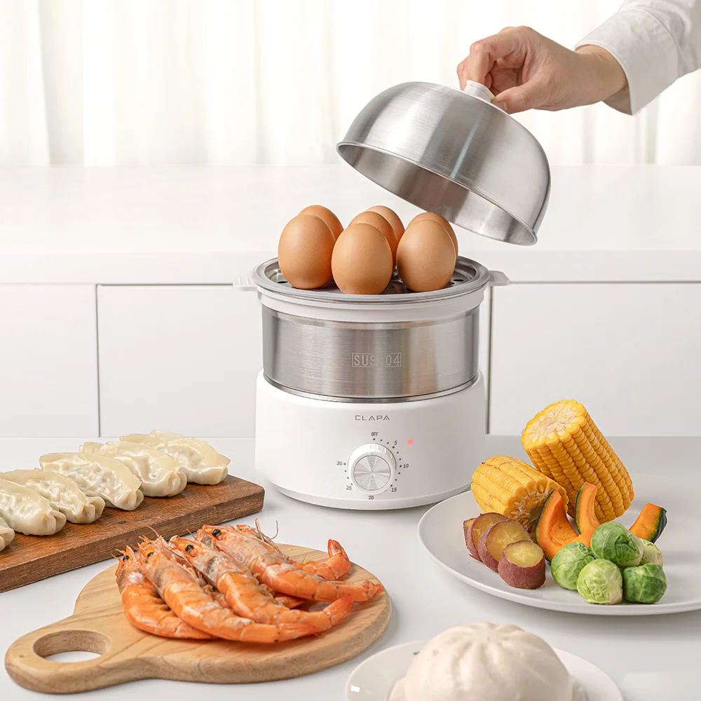 Clapa Stainless Steel Egg Steamer 7-hole Egg Cooker Multi Steamer Automatic Power Off Custard Boiled Egg Machine Multi-Functional Steamed Egg electric steamer stainless