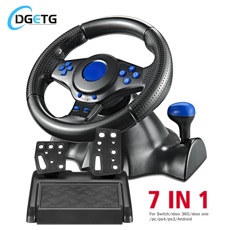 Racing Steering Wheel Vibration Controller 7 in 1 Game Simulation Racing Pedals for switch/xbox 360/xbox one/pc/ps4/3/Android