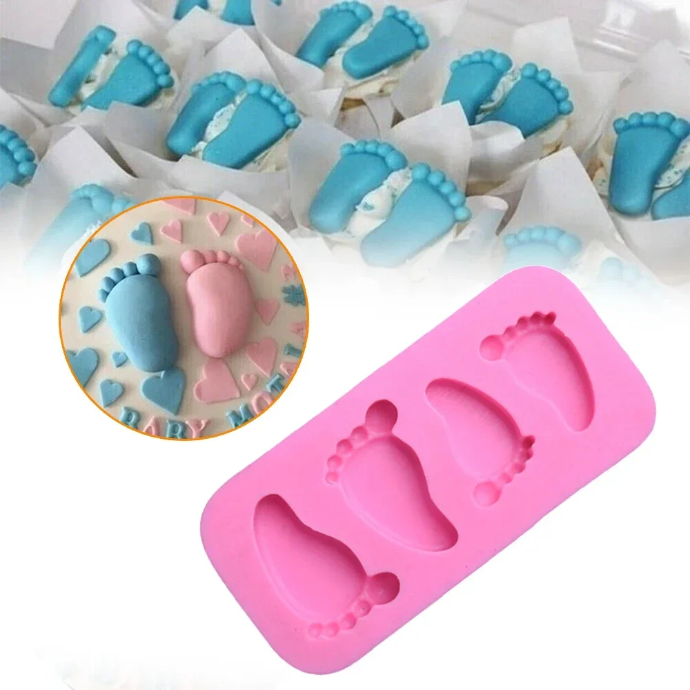 3D różowe stopy dziecka silikonowe formy na świece estetyczne Kawaii formy czekoladowe kremówka ciasto dekorowanie narzędzie do pieczenia formy Home Decor — zdjęcie 2