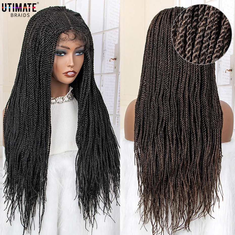 

26 Inches Synthetic Twist Braided Wigs 4x4 Lace Frontal Wigs with Baby Hair for Black Women Middle Part Box Braiding Wigs