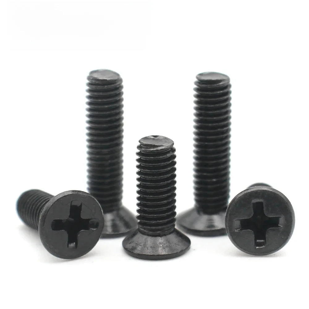 50/100 pièces M1 M1.2 M1.4 M1.6 M1.7 M2 M2.5 petite croix Phillips tête plate vis à tête fraisée boulon Mini petite vis en acier noir