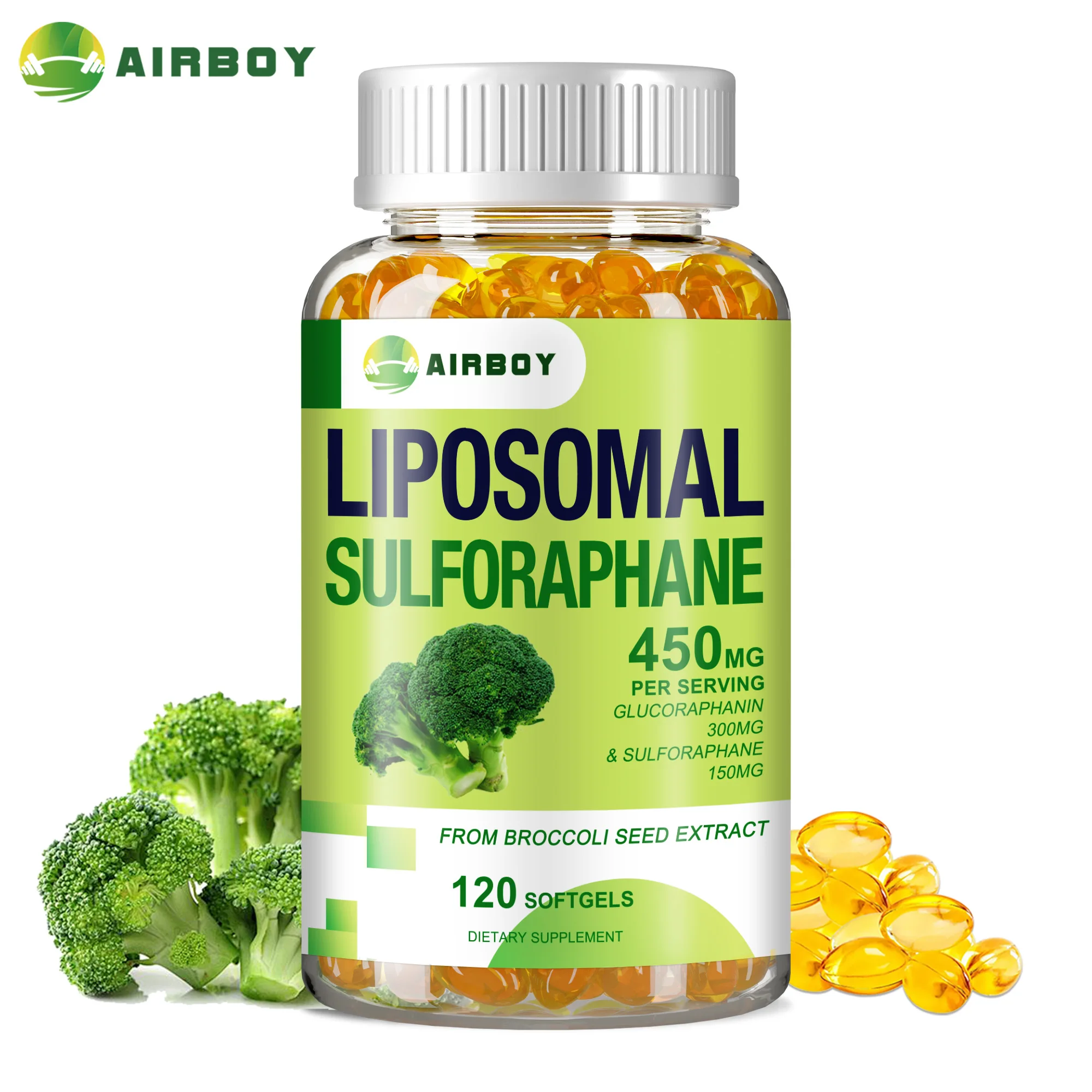 سلفورافان Liposomal-صحة الكبد ، دعم نظام المناعة ، مضاد للأكسدة مع إنوسيداز ، خلاصة بذور البروكلي ، كبسولات