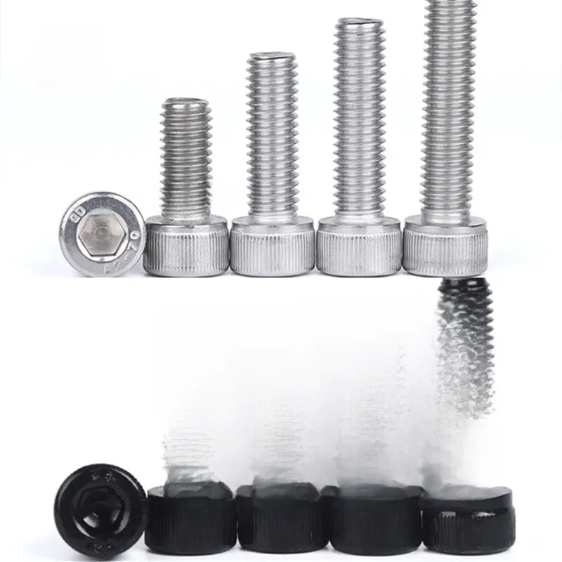 50 Stück M1,4 M1,6 M2 M2,5 M3 304 A2 Edelstahl Schwarz Güteklasse 12,9 DIN912 Sechskant Innensechskantschraube L = 2–30 mm