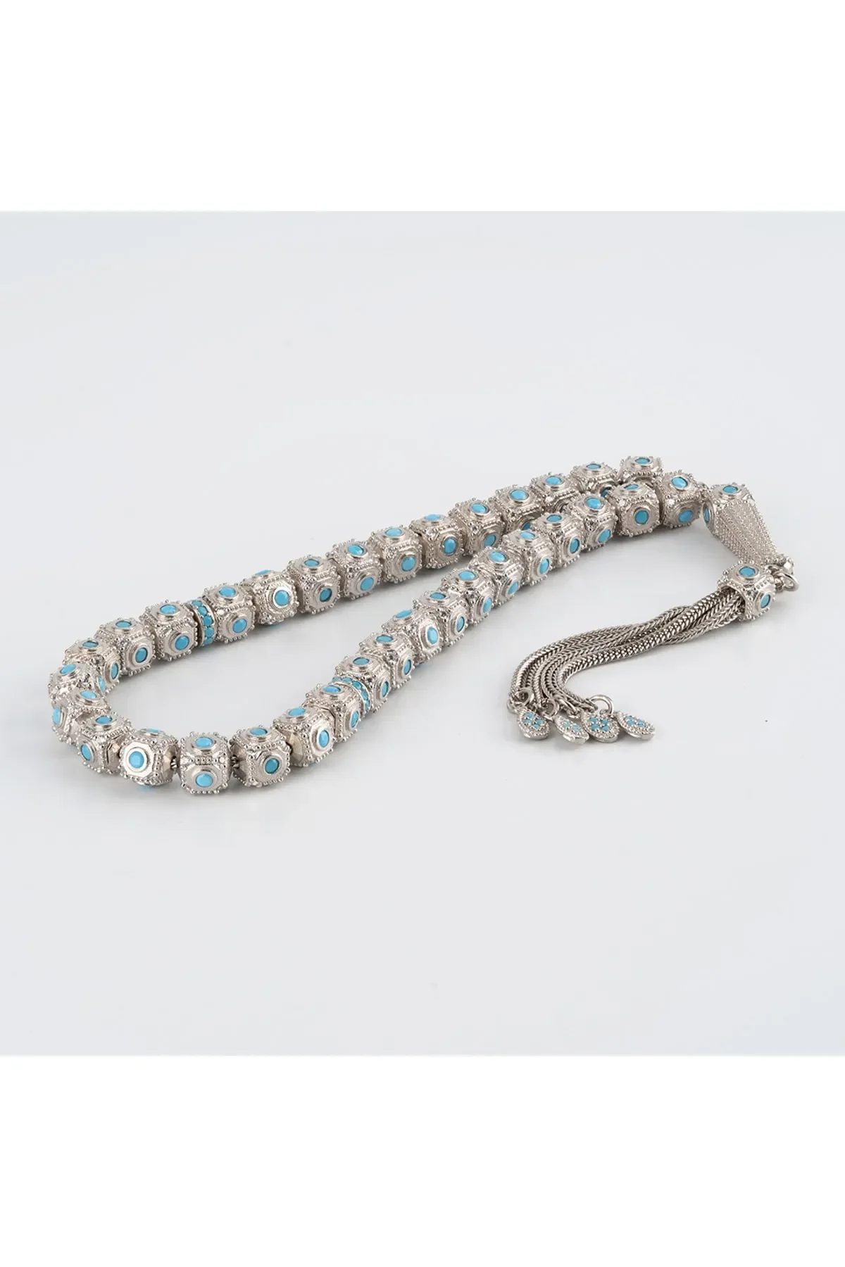 925 Sterling Silver Luxury Men's Prayer Beads Made entirely of Silver (blue)