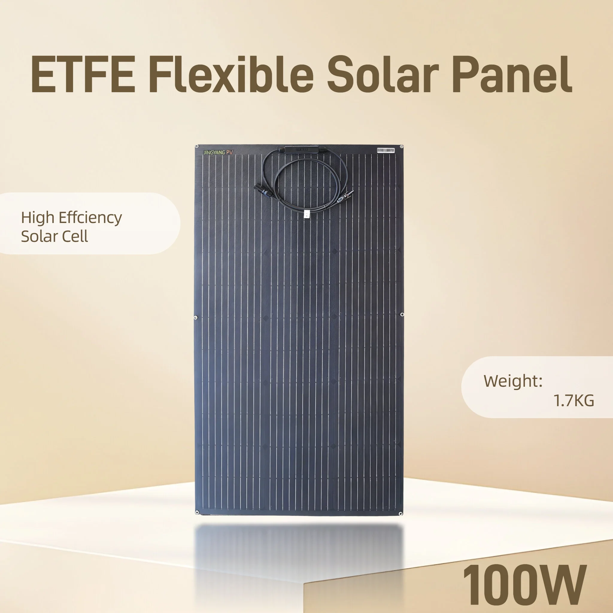 Pannello Solare Flessibile ETFE Portatile da 100W, Monocristallino al Silicio 12 Volt, Disponibile in Versione Monoblocco o a Due Pezzi, Adatto per Campeggio all'Aperto, Barche, ecc.