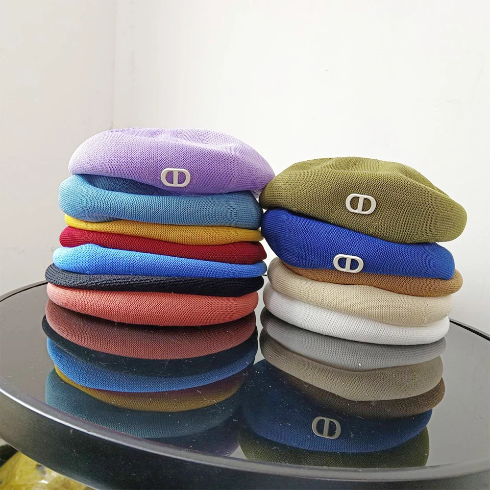 Beret English letter summer new women's beret breathable adjustable artist hat pumpkin hat 모자 gorras beret