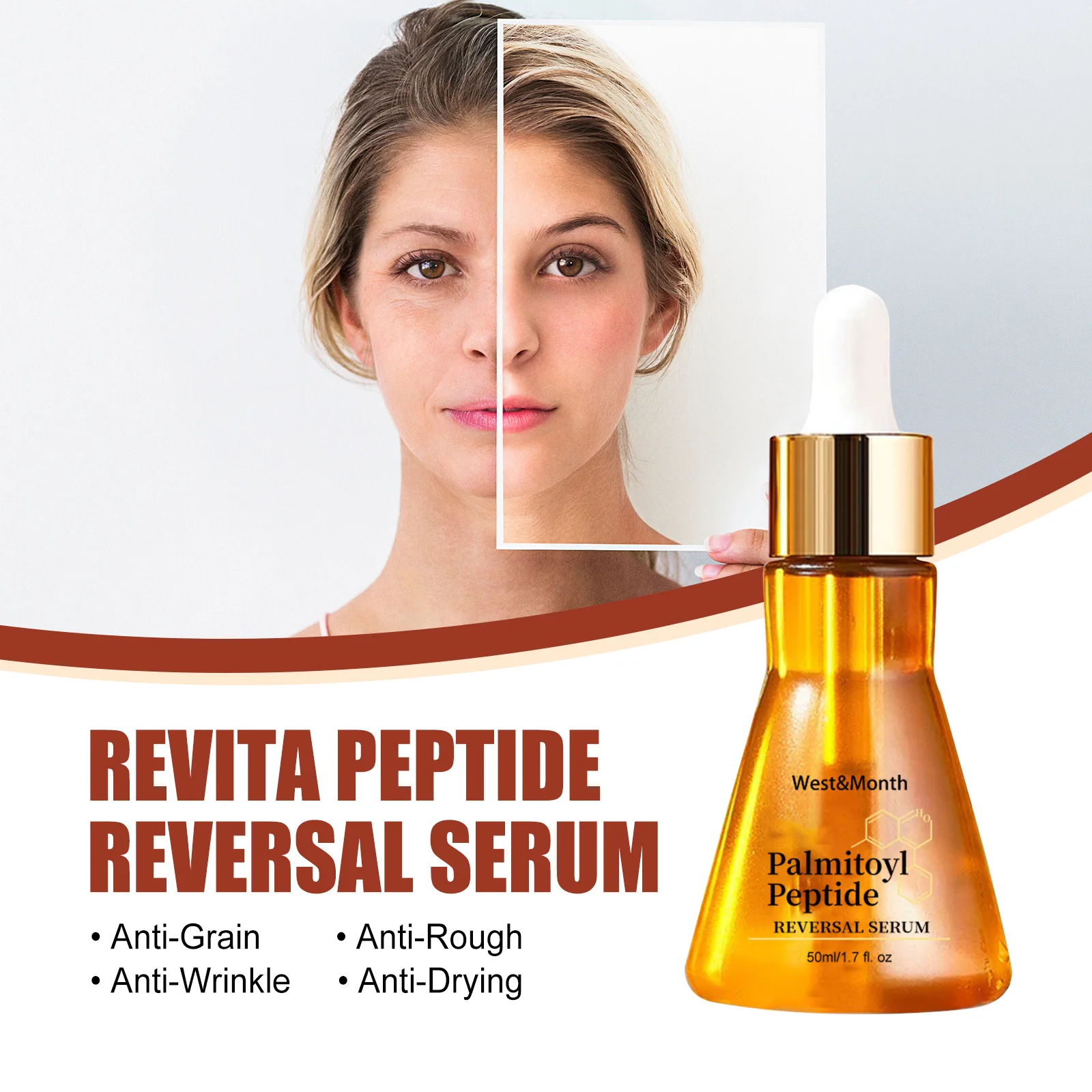 West Month Anti Aging Serum Palmitoyl Peptide Firm Skin Reduce Wrinkles Restore Elasticity Smooth Texture Boost Collagen Daily Use Face Care