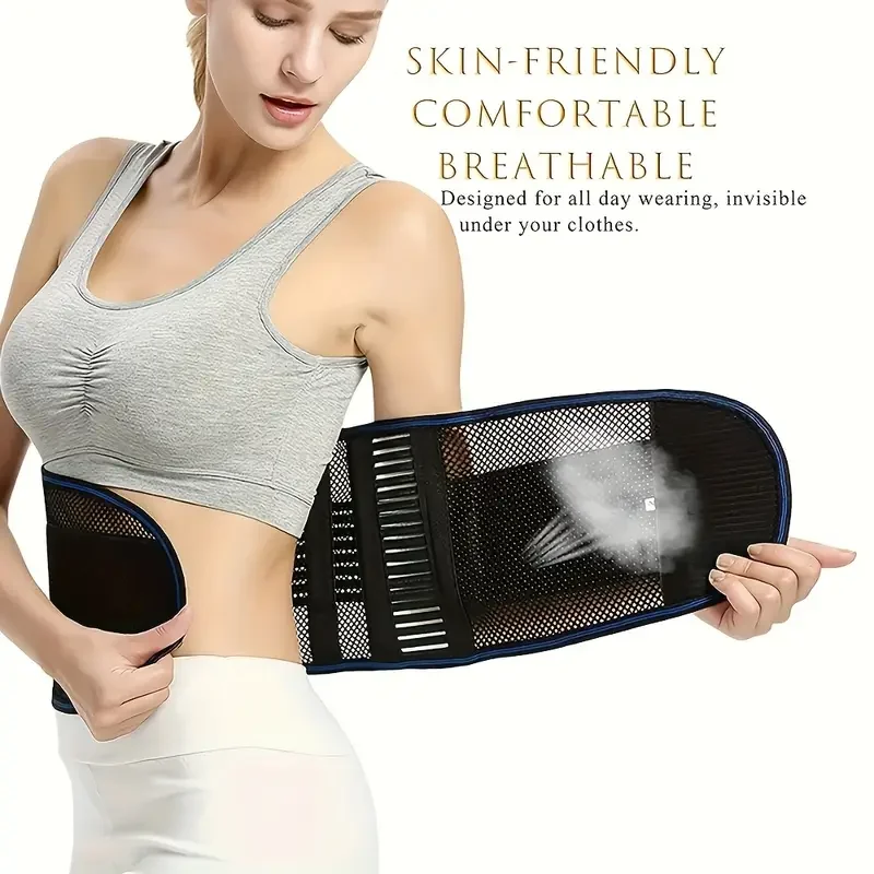 Lumbar Support Belt Compression Waist Support Belt Breathable Mesh Lower Back Brace Adjustable Elastic Pain Relief Spine Support