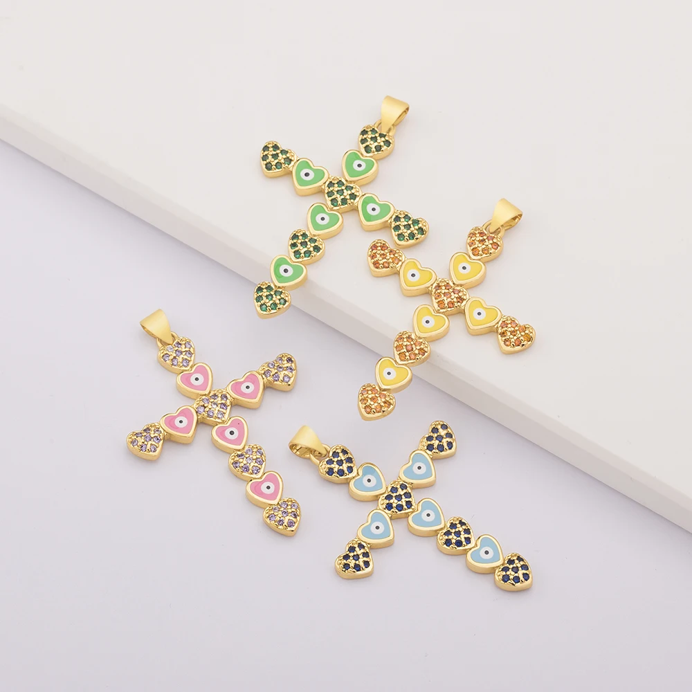 Top Quality Religious Jesus Cross Pendant 5 Colors Crucifix Collier For DIY Handmade Necklace Women Crystal Jewelry Making Gift