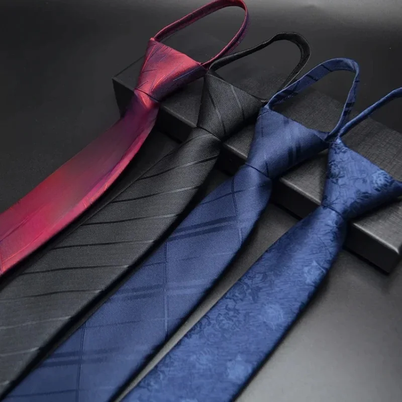 Męski krawat na zamek błyskawiczny Leniwe krawaty Moda 6 cm Biznesowy krawat dla mężczyzny Chudy wąski krawat ślubny na imprezę corbatas para hombre — zdjęcie 2