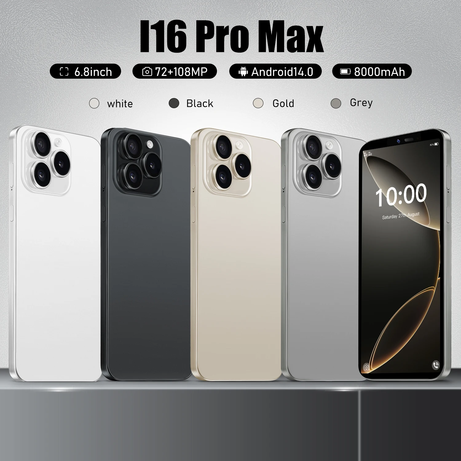 

2025 New Smartphone I16 Pro max Global version Cell Phone 16G+1T 6.8inch HD+ Android 4G/5G Networks Snapdragon 8 gen3 108MP